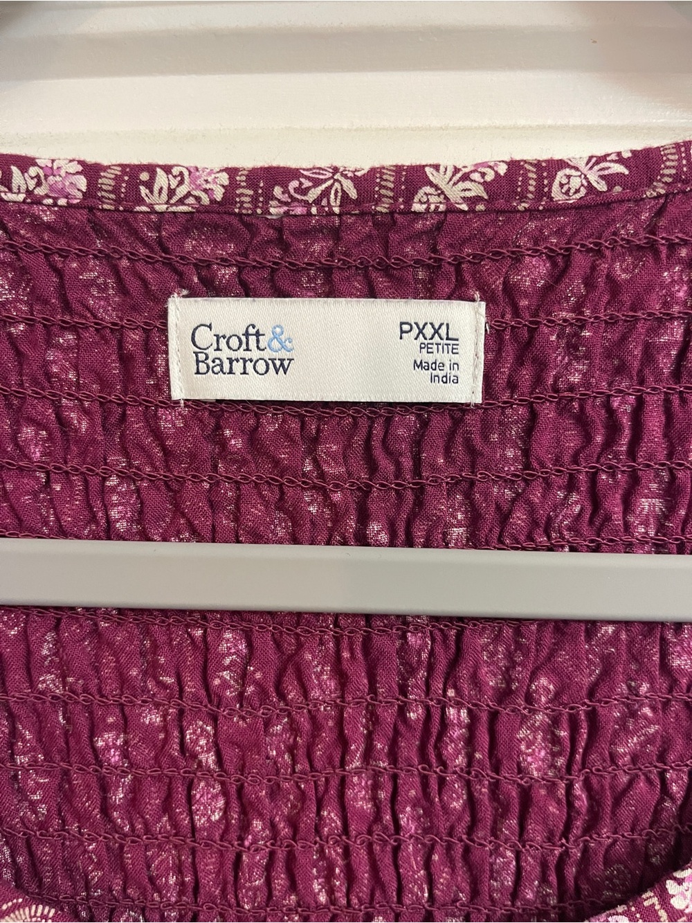 croft & barrow Burgundy Paisley Smocked Midi Dress - Picture 2 of 7